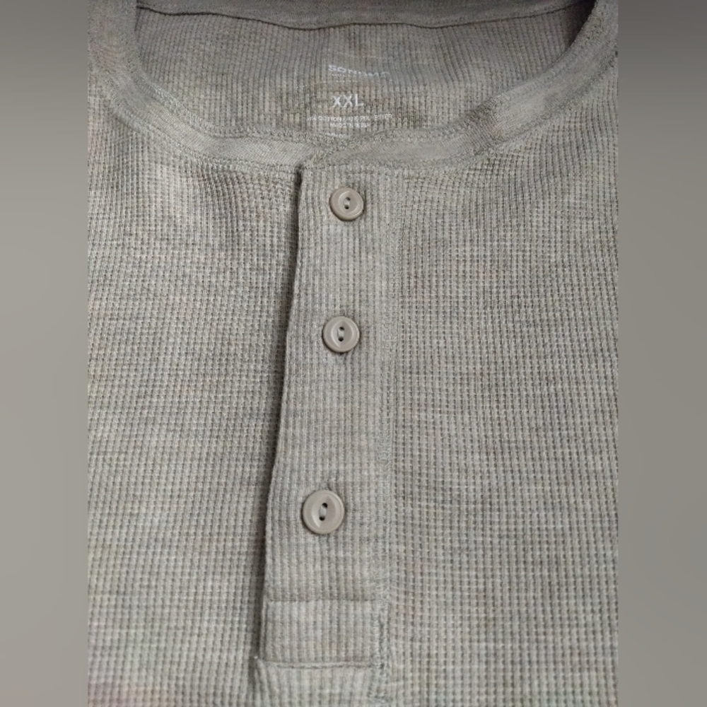 Sonoma Men's Beige Waffle Knit Long Sleeve Top XXL - Picture 2 of 5